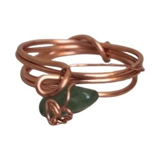 Handmade Copper Wire Wrapped Green Aventurine Ring